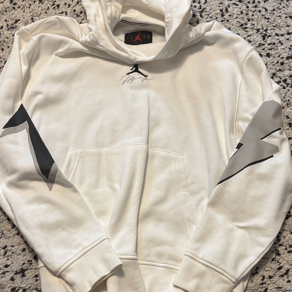 Jordan White Hoodie with Gray and Black Details